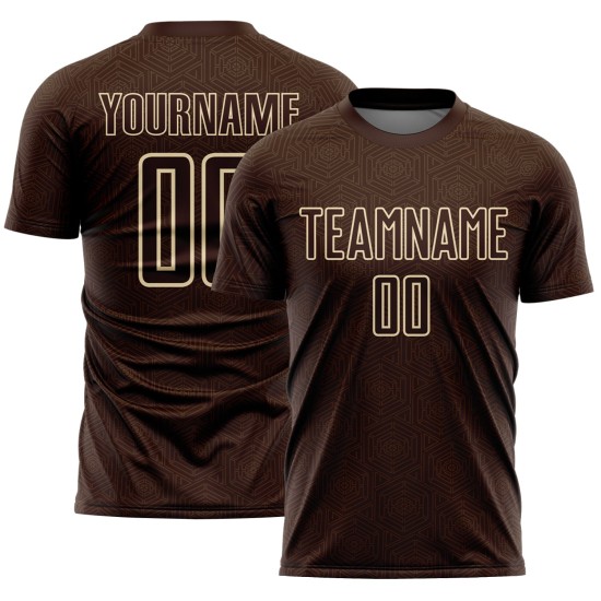 Brown Shape Sports Jersey Cream Sublimation Custom Soccer Geometric Uniform