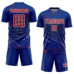 Jersey Custom Soccer Red-White Royal Sports Uniform Lines Sublimation