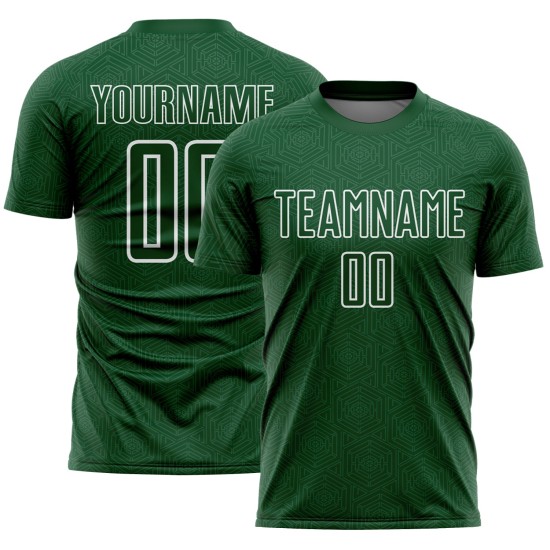 Sports Uniform Geometric White Sublimation Shape Custom Jersey Soccer Green Sports Uniform Geometric White Sublimation Shape Custom Jersey Soccer Green