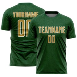 Green Geometric Shape Custom Jersey Sports Sublimation Uniform Gold-White Soccer Old