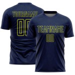 Uniform Shape Neon Geometric Sublimation Custom Sports Soccer Yellow Jersey Navy Uniform Shape Neon Geometric Sublimation Custom Sports Soccer Yellow Jersey Navy